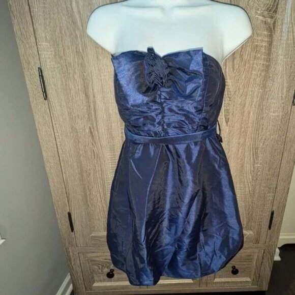*3 FOR $9* Wet Seal Formal Short Bubble Tie Belt Micro Fancy Prom Dress Navy - Picture 1 of 3